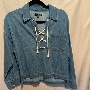 J. Crew Blue Lace-Up Denim Shirt never worn